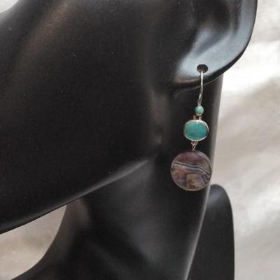 Paul Brackna Special Order Handmade Turquoise and Abalone Earrings
