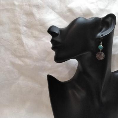 Paul Brackna Special Order Handmade Turquoise and Abalone Earrings