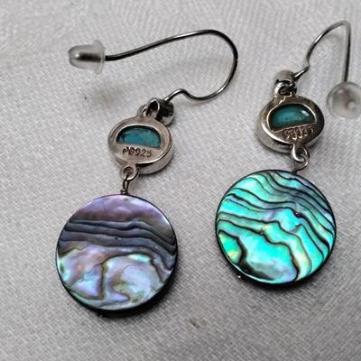 Paul Brackna Special Order Handmade Turquoise and Abalone Earrings