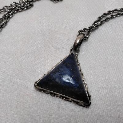 Rare Lapis Lazuli With Pyrite Speckles 27" 925 Necklace