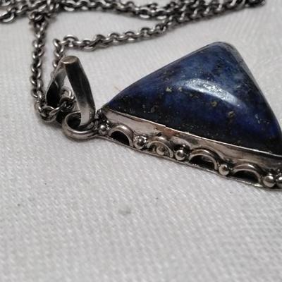 Rare Lapis Lazuli With Pyrite Speckles 27" 925 Necklace