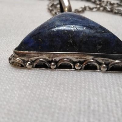 Rare Lapis Lazuli With Pyrite Speckles 27" 925 Necklace