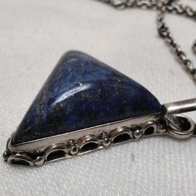Rare Lapis Lazuli With Pyrite Speckles 27" 925 Necklace