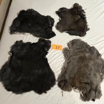 Four Grey & Black Rabbit Pelts