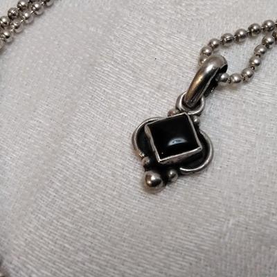 Vintage Onyx 17" 925 Necklace