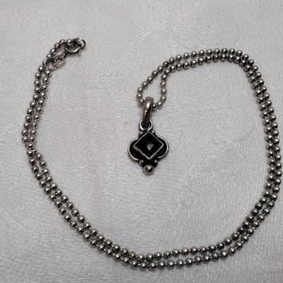 Vintage Onyx 17" 925 Necklace