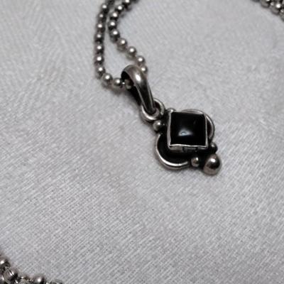 Vintage Onyx 17" 925 Necklace