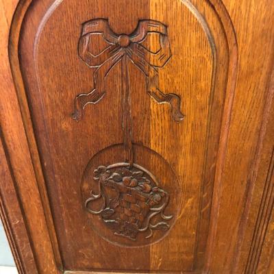 Antique European hand carved solid oak bed