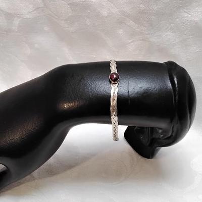 Rhodolite Garnet Braided 6.5" 925 Bracelet