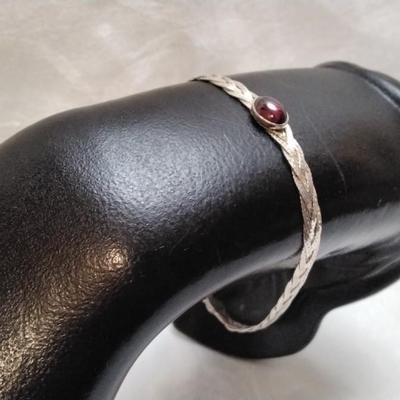 Rhodolite Garnet Braided 6.5" 925 Bracelet