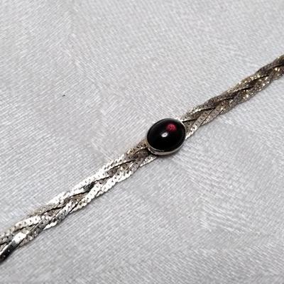 Rhodolite Garnet Braided 6.5" 925 Bracelet