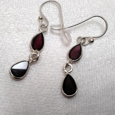 Vintage Rhodolite Garnet 925 Earrings