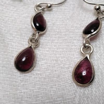 Vintage Rhodolite Garnet 925 Earrings