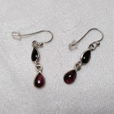 Vintage Rhodolite Garnet 925 Earrings