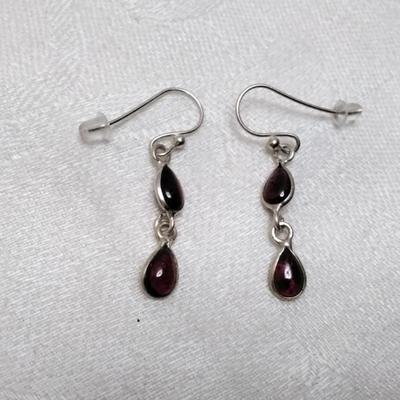 Vintage Rhodolite Garnet 925 Earrings
