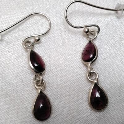 Vintage Rhodolite Garnet 925 Earrings