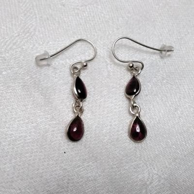 Vintage Rhodolite Garnet 925 Earrings