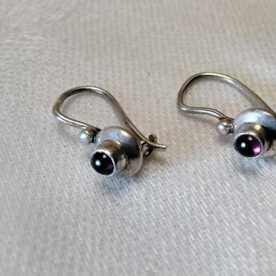 Antique Rhodolite Garnet 925 Earrings