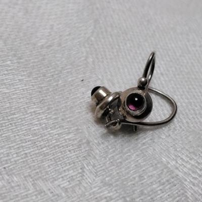 Antique Rhodolite Garnet 925 Earrings
