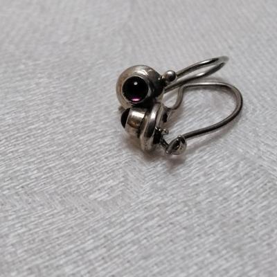 Antique Rhodolite Garnet 925 Earrings