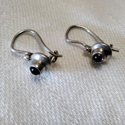 Antique Rhodolite Garnet 925 Earrings