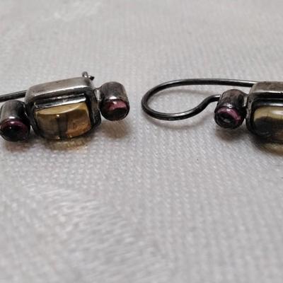 Antique Citrine and Rhodolite Garnet 925 Earrings