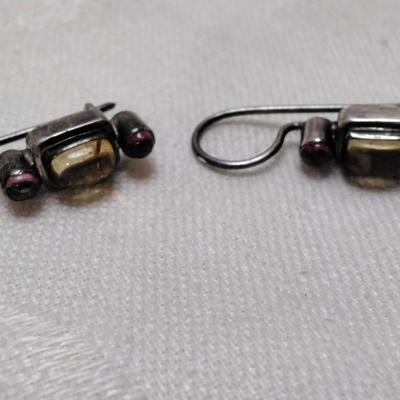 Antique Citrine and Rhodolite Garnet 925 Earrings