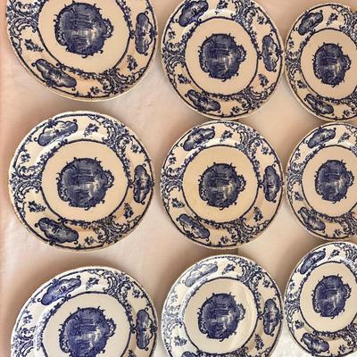 12 Pc Delftland England China Plate Set