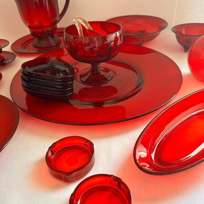 Vintage Cranberry Glass Glassware Lot