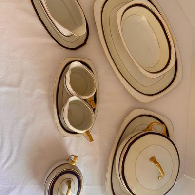 Blue and Gold Band Epiag Czechoslovakia China Serving Piece Lot, Misc