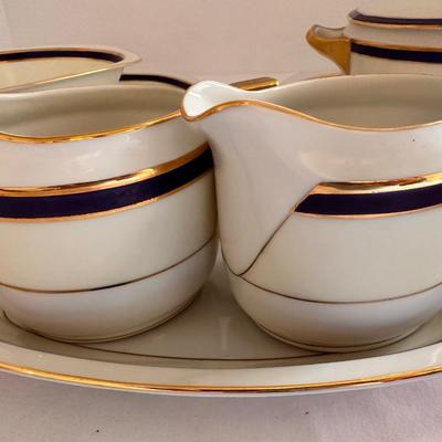 Blue and Gold Band Epiag Czechoslovakia China Serving Piece Lot, Misc