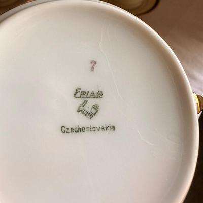 Blue and Gold Band Epiag Czechoslovakia China Cup and Saucer Lot