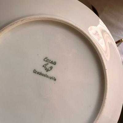 Blue and Gold Band Epiag Czechoslovakia China Cup and Saucer Lot