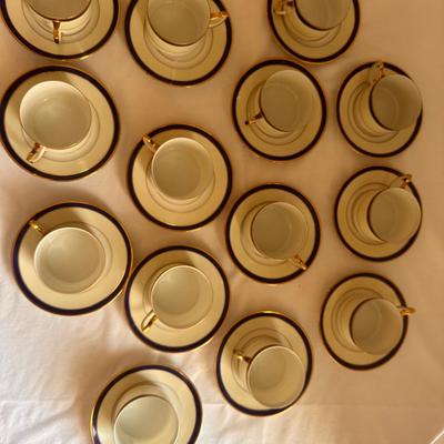 Blue and Gold Band Epiag Czechoslovakia China Cup and Saucer Lot
