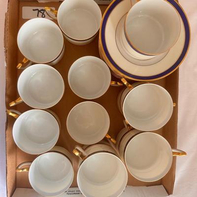 Blue and Gold Band Epiag Czechoslovakia China Cup and Saucer Lot