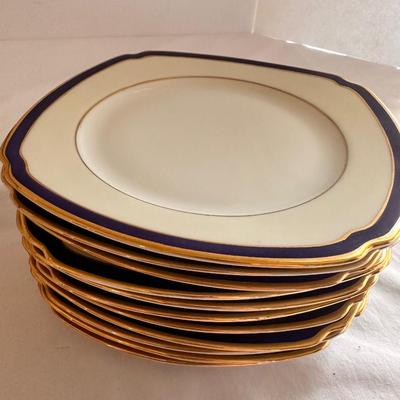 Blue and Gold Band Epiag Czechoslovakia China Salad Plate Lot