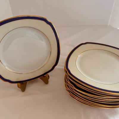 Blue and Gold Band Epiag Czechoslovakia China Salad Plate Lot