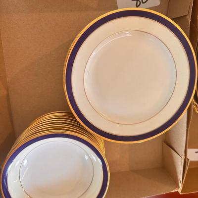 Blue and Gold Band Epiag Czechoslovakia China Berry Bowl and Bread Plate Lot