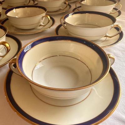 Blue and Gold Band Epiag Czechoslovakia China Cream, Soup Bowl Lot