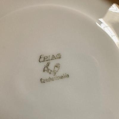 Blue and Gold Band Epiag Czechoslovakia China Cream, Soup Bowl Lot