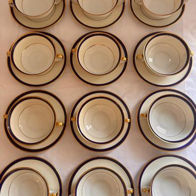 Blue and Gold Band Epiag Czechoslovakia China Cream, Soup Bowl Lot