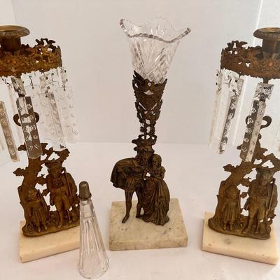 Marble Base Victorian Girandole Set