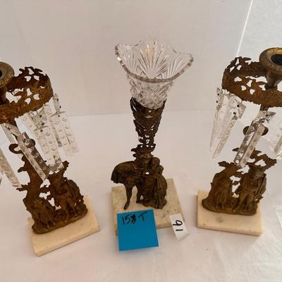 Marble Base Victorian Girandole Set