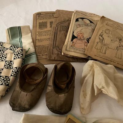 Antique Childs Sewing Pattern and Clothing Lot