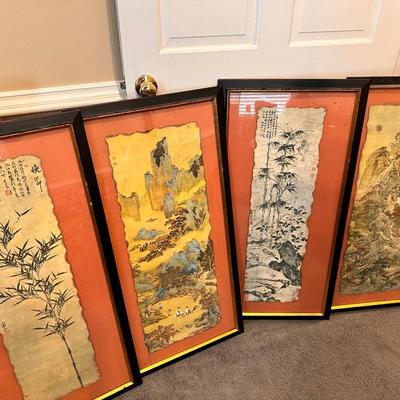 Framed Oriental Silk Lot