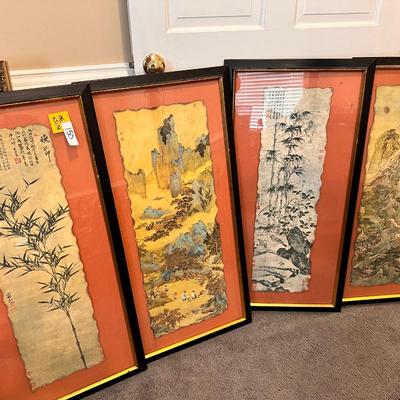 Framed Oriental Silk Lot