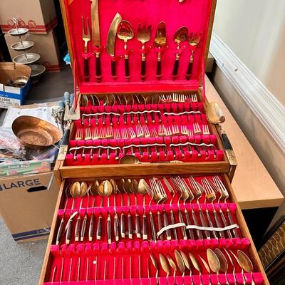 Vintage Bronzeware Flatware Set  ORIENTAL JEWELRY AND CO.