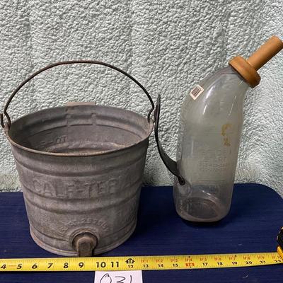 Vintage Milk Bottle and Bucket