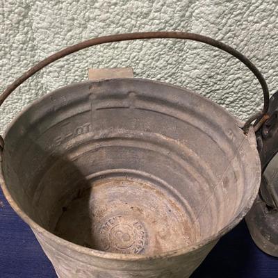 Vintage Milk Bottle and Bucket
