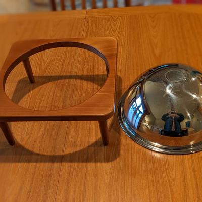 Frontgate 18/10 Stainless Steel Mixing Bowl With Wood Stand Made In Italy Heavy